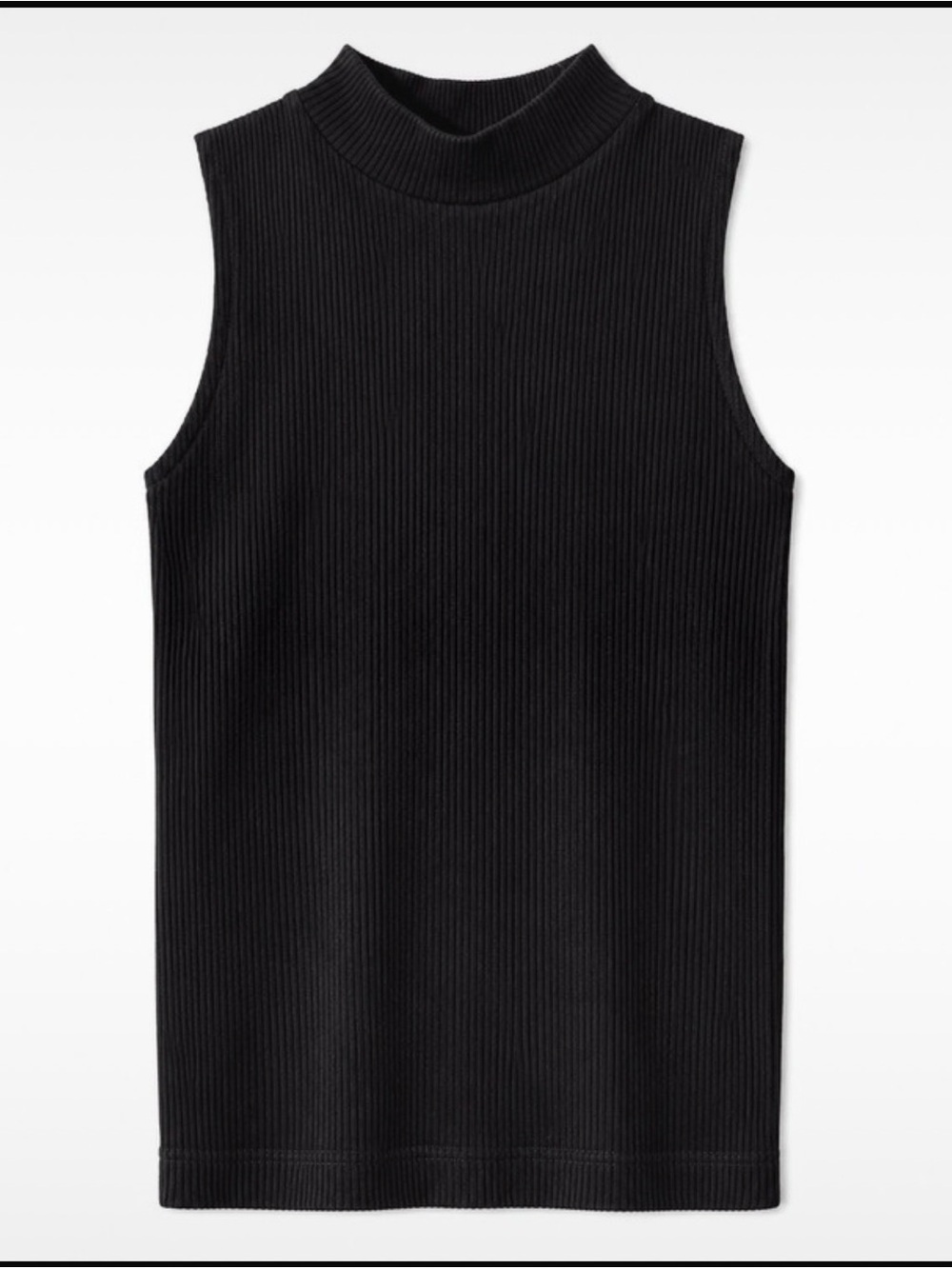 Women’s Black Ribbed Mock Neck Sleeveless Top Size L/XL Stretch NWT